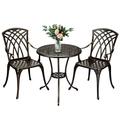 2024 New Patio Bistro Set of 3 Cast Aluminum Outdoor Set Outdoor Bistro Set for 2 with Umbrella Hole All Weather Cast Bistro Table Set for Backyard Patio Balcony or Garden