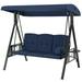 AECOJOY 3 Persons Outdoor Patio Canopy Steel Porch Swing Chair-Dark Blue Porch Swing