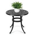 2024 New 23.22 Outdoor Bistro Table Cast Aluminum Patio Bistro Table Round Outdoor Table with Umbrella Hole for Poolside Deck Porch Backyard Garden Balcony Black