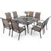 simple & William Patio Furniture Set Large Square Patio Dining Table for 8 with High Back Patio Swivel Chairs Textilene Patio Dining Set 9 Pieces Outdoor Table and Chairs for Lawn Gar