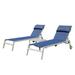 Outdoor Patio Loungers 3 Piece Set Aluminium Pool Loungers with Side Table and Wheels Modern Sun Loungers with Adjustable Backrest Position and Headrest for Beach Pool and Balcony Navy Blue