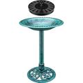 VIVOSUN 28â€� Solar Bird Bath Solar Powered Pond Fountain Combo Set for Outdoors Gardens Patio Yard Deck Green