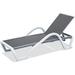 YZboomLife Patio Chaise Lounge Adjustable Aluminum Pool Lounge Chairs with Arm All Weather Pool Chairs for Outside in-Pool Lawn (Gray Lounge W/Table)