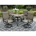 simple & William Patio Dining Set 5 Pieces Outdoor Furniture Set for 4 Patio Swivel Chairs Textilene with 1 Metal Umbrella Table 6 Person for Lawn Garden