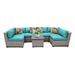 Bowery Hill 7 Piece Traditional Wicker/Fabric Patio Sectional Set in Blue