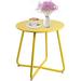 CERBIOR Metal Tray End Table Round Accent Coffee Side Table Anti-Rust and Waterproof Sofa Side Table for Living Room Bedroom Balcony (Yellow)