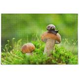 Bestwell Mushroom with Snail in Grass On Green Spring Forest Jigsaw Puzzles 500 Pieces Puzzle for Adults Kids DIY Gift