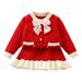 Bjutir Cute Outfits Set For Boys Girls Toddler Kids Long Sleeve Knit Pullover Bowknot Tops Skirts Outfits