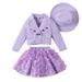 Summer Savings Clearance 2024! Itsun Toddler Outfits for Girls Toddler Girl Christmas Dress Baby Sweater Dresses Ruffle Ribbed Knit Long Sleeve A-Line Fall Winter Purple 4-5 Years