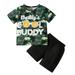 Baby Boy Outfits Kids Clothes Set Summer Letter Cartoon Animals Camouflage T Shirt Tops Shorts Set Toddler Boy Clothes AG 18 Months-24 Months