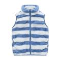 JSGEK Sleeveless Vest Toddler Baby Girls Fleece Plush Jacket Clearance Collared Outwear Clothes Soft Comfy Winter Warm Coat for Kids Cute Casual Zip up Striped Sky Blue 6-7 Years