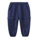 ZHAGHMIN Baby Girls Demin Wide Leg Sweatpants Jogger Pants Casual Solid Color High Waist Cargo Pants with Pockets Comfy Relaxed Joggers Navy Size130