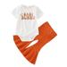 Toddler Girl Outfits Summer Easter Short Sleeve Letter Prints Romper Bodysuit Pants Two Pieces Set Baby Girls Clothing Sets White 12 Months-18 Months