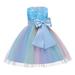 Tengma Toddler Girls Dresses Little Party Wedding Formal Dresses Evening Mesh Dress Kids Flower Sleeveless Dress Birthday Gifts For Sky Blue Wedding Party Princess Dress Pageant Gown Blue 150