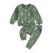 Binwwede Toddler Baby Boy 2Pcs Christmas Clothes Set Christmas Tree Print Long Sleeve Crewneck Sweatshirt Tops Pants