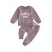 Inevnen Toddler Baby Girls 2PCS Outfit Letters Print Long Sleeve Crew Neck Sweatshirt with Elastic Waist Sweatpants