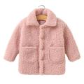 QUYUON Toddler Fleece Jackets Baby Girls Button-Down Collared Neck Lapel Long Sleeve Shirts with Pockets Quilted Lightweight Jackets Winter Warm Down Coat Outerwear Pink 5T