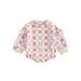 Valentine s Day Baby Girl Romper Ruffle Long Sleeve Round Neck Heart Plaid Print Bodysuit Little Girl Spring Fall Clothes
