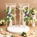 ACMDL Set Wedding Chair Decorations Aisle Pew Artificial Flowers With 2Pcs 98.4in Hanging Chiffon Fabric Cream For Ceremony Reception Floral Faux Backdrop Rose Arrangement Party Outdoor
