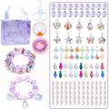 DIY Crystal Bracelet Set Charm Bracelet Making Kit for Girls Christmas Jewelry Gifts for Girls Kids (Purple2)
