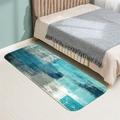 Teal Turquoise and Grey Door Mat Outdoor Indoor Kitchen Mat Abstract Art Geometric Door Mats for Home Entrance Non-Slip Bathroom Rugs Washable Floor Mats for Sink/Porch 47x16inch