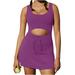 Brilliant Plus Size Clearance Tennis Dress for Women Workout Dress with Built in Shorts and Bra Cut Out athletic Dresses Purple XL