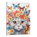 PRATYUS Cat Butterfly Canvas Wall Art: butterfly bathroom decor kitty posters wearing butterflies band cute animals canvas art for baby bedroom Framed Ready To Hang(16x20 Inches)