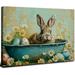 Nawypu Easter Canvas Wall Art Easter Eggs Pictures Wall Decor Abstract Bunny Bathtub Canvas Prints Rabbit Animal Spring Bunny Poster Framed Artwork for Rustic Bathroom Decoration