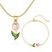 GHYJPAJK Bracelet Set Romantic Flower Tulip Fashion Necklace Bracelet Combination Set