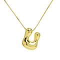 Mini Bubble Balloon Initial Letter Pendant Necklace Gold Plated Chunky Alphabet: X6N6