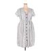 Ann Taylor LOFT Casual Dress - Midi: White Stripes Dresses - Women's Size 18 Plus