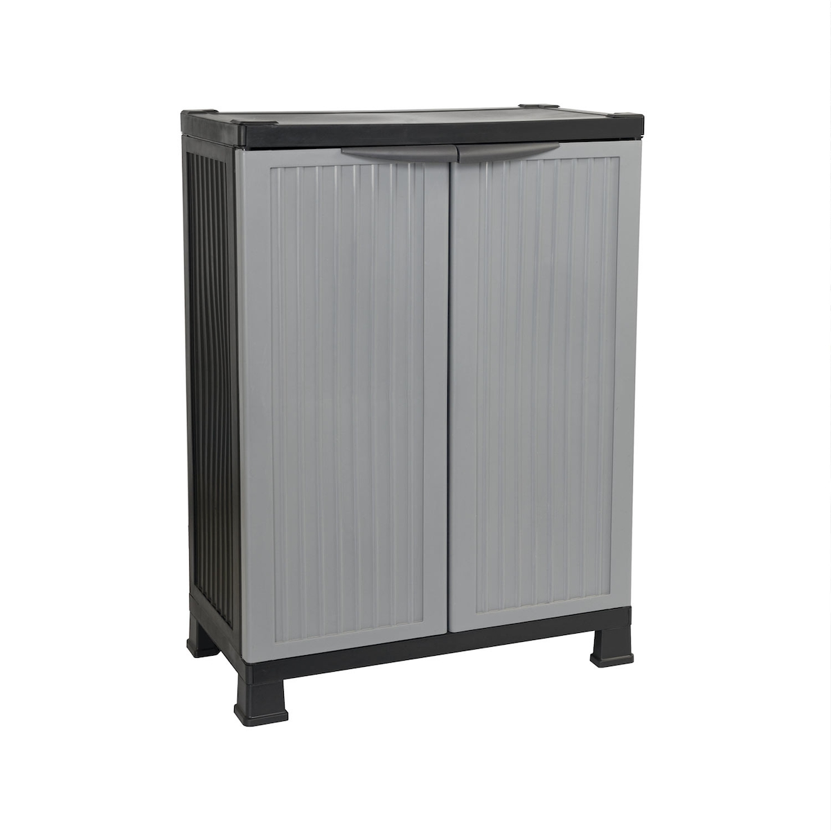 Niedriger Außenschrank aus Kunstharz mit 1 grauen Regal 92x68x39cm O91 Image