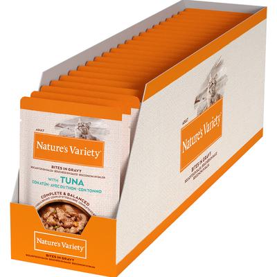 44x 85g Nature's Variety Bites in Soße mit Thunfisch Katzenfutter nass