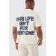 Mens Cream This Life Isn't For Everyone Back Print Slogan Baby Tee, Cream