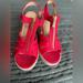 Michael Kors Shoes | Euc Michael Kors Red Wedges With Gold Zipper Women’s Us Size 8 Like New! | Color: Red/Tan | Size: 8