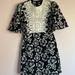 Zara Dresses | Nwot Zara Floral Flutter Sleeve Black Dress Sz Xs | Color: Black/White | Size: Xs