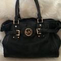 Michael Kors Bags | Euc Michael Kors Hudson Belted Leather Large Shoulder Bag Tote- Pebbled Leather | Color: Black/Gold | Size: Os
