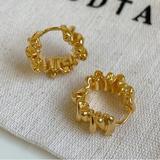 Anthropologie Jewelry | Gold Crinkle Huggie Hoop Earrings | Color: Gold | Size: Os