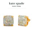 Kate Spade Jewelry | New Kate Spade Glitter Crystal Square Stud Earrings (Opal) | Color: Gold/White | Size: Os