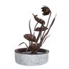 Brushed Metal Floral Fountain With Bird Accents 24"H by Melrose in Brown