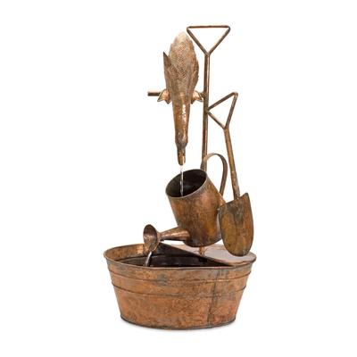 Rustic Metal Fountain With Duck And Watering Can 33