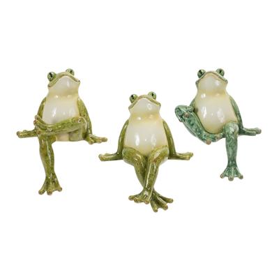 Stone Garden Frog Shelf Sitter (Set Of 3) by Melrose in Green