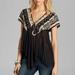 Free People Tops | Free People We Are Golden Tunic Top Boho Black Vneck Popover Top Small Womens | Color: Black/Cream | Size: S