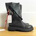 Zara Shoes | New! Zara Srpls! Never Worn! Black Leather Fold-Over Buckle Combat Boot Size 2.5 | Color: Black | Size: Girls/Boys 2.5y