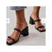 Free People Shoes | Free People Womens Sandals Slide Heels Two Strap Parker Block Heel Black 8 38 | Color: Black | Size: 8