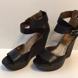 Nine West Shoes | Nine West Size 8 Platform Wedge Sandals | Color: Black | Size: 8