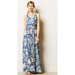 Anthropologie Dresses | Anthropologie Vanessa Virginia Cupachina Blue Floral Maxi Dress Women's M | Color: Blue/Cream | Size: M