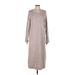 Line & Dot Casual Dress - Sweater Dress: Gray Marled Dresses - Women's Size Medium
