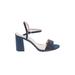 Nina Sandals: Blue Color Block Shoes - Women's Size 9