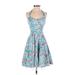 Hot Topic Casual Dress: Blue Floral Motif Dresses - New - Women's Size X-Small